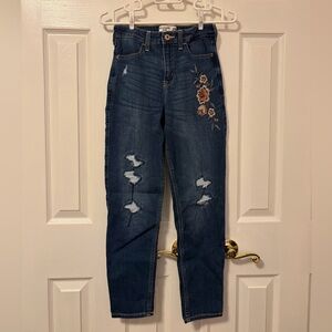 Abercrombie Kids Blue Jeans with Floral Embroidery (15/16)